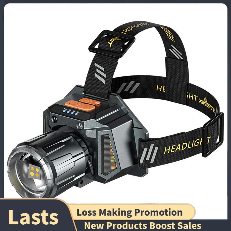 Farol Recarregável LED Externo Com 3 Modos De Iluminação Lanterna Zoom Telescópico Super Brilhante Para Camping