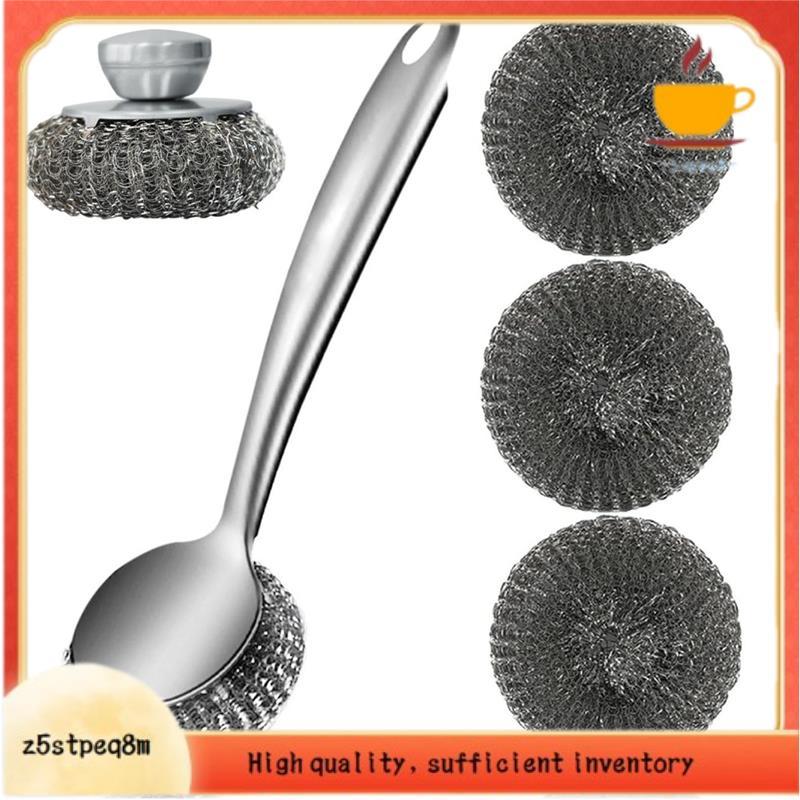 Escova De Prato De Lã De Aço Com Alça , Conjunto De Purificador De Metal De Limpeza Profunda , Para Pratos , Purificador