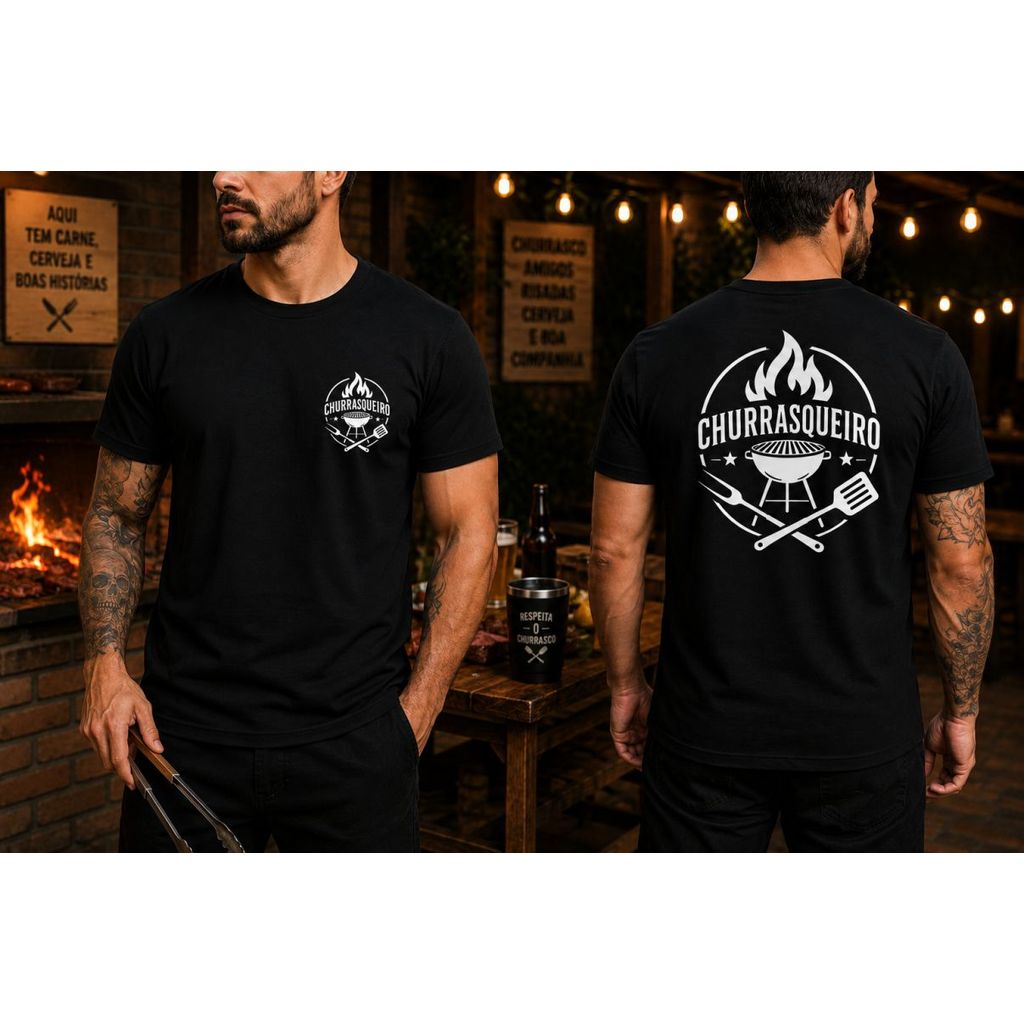 Camiseta Churrasqueiro Profissional Uniforme Camisa Churrasco