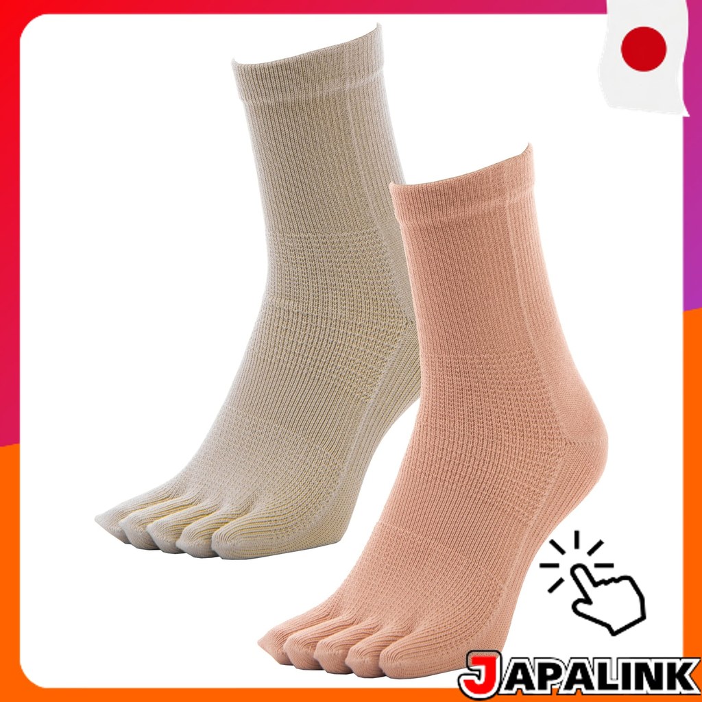 nicomako Meias Femininas Cano Curto Algodão 5 Dedos Conforto Kit 2 Pares Fabricado no Japão
