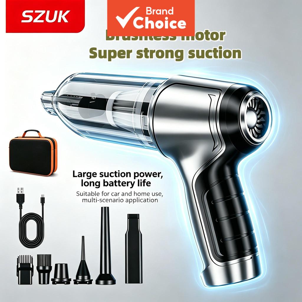 Aspirador de Pó Portátil de Alta Potência para Carro SZUK Sem Fio com Sucção Potente, Motor Sem Escovas e Baixo Ruído