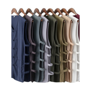 Tang terno masculino de meia-idade idosos estilo chinês algodão linho colete masculino Undershirt colete estilo chinês l