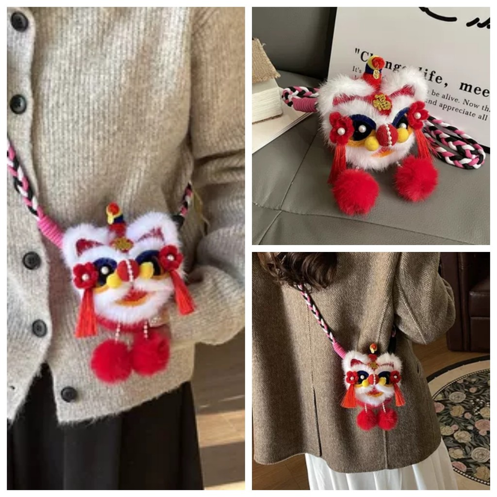 2026 novo estilo leão despertar boneca de pelúcia saco crianças meninas presente de ano novo mascote lanterna Festival s
