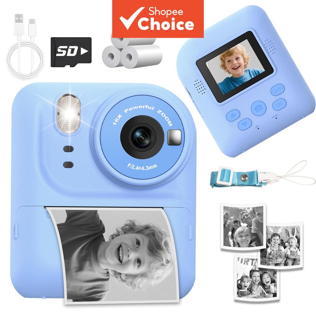 Câmera Instantânea Infantil com Impressão, Câmera Recarregável com Filtros Artísticos, Captura Digital Nítida, Presente