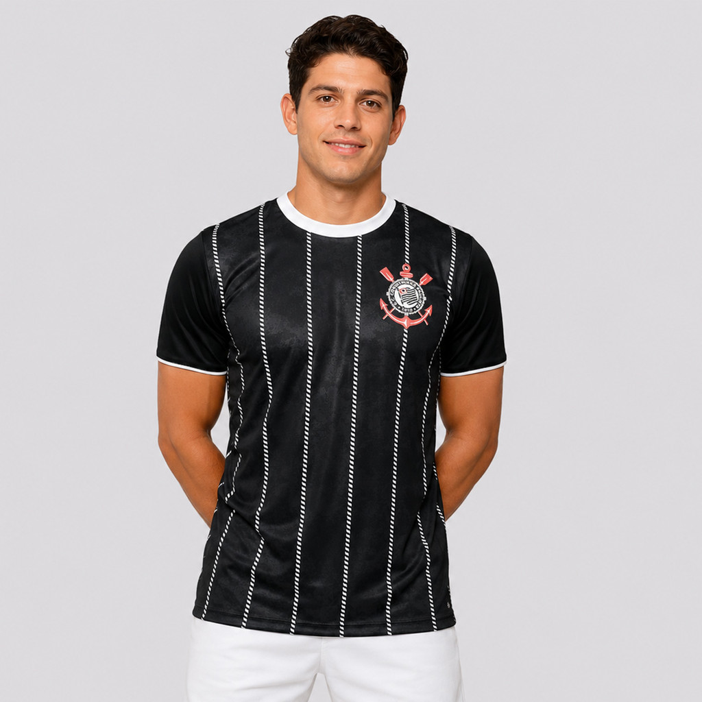 Camisa Corinthians Corinto Preta Patch Libertadores