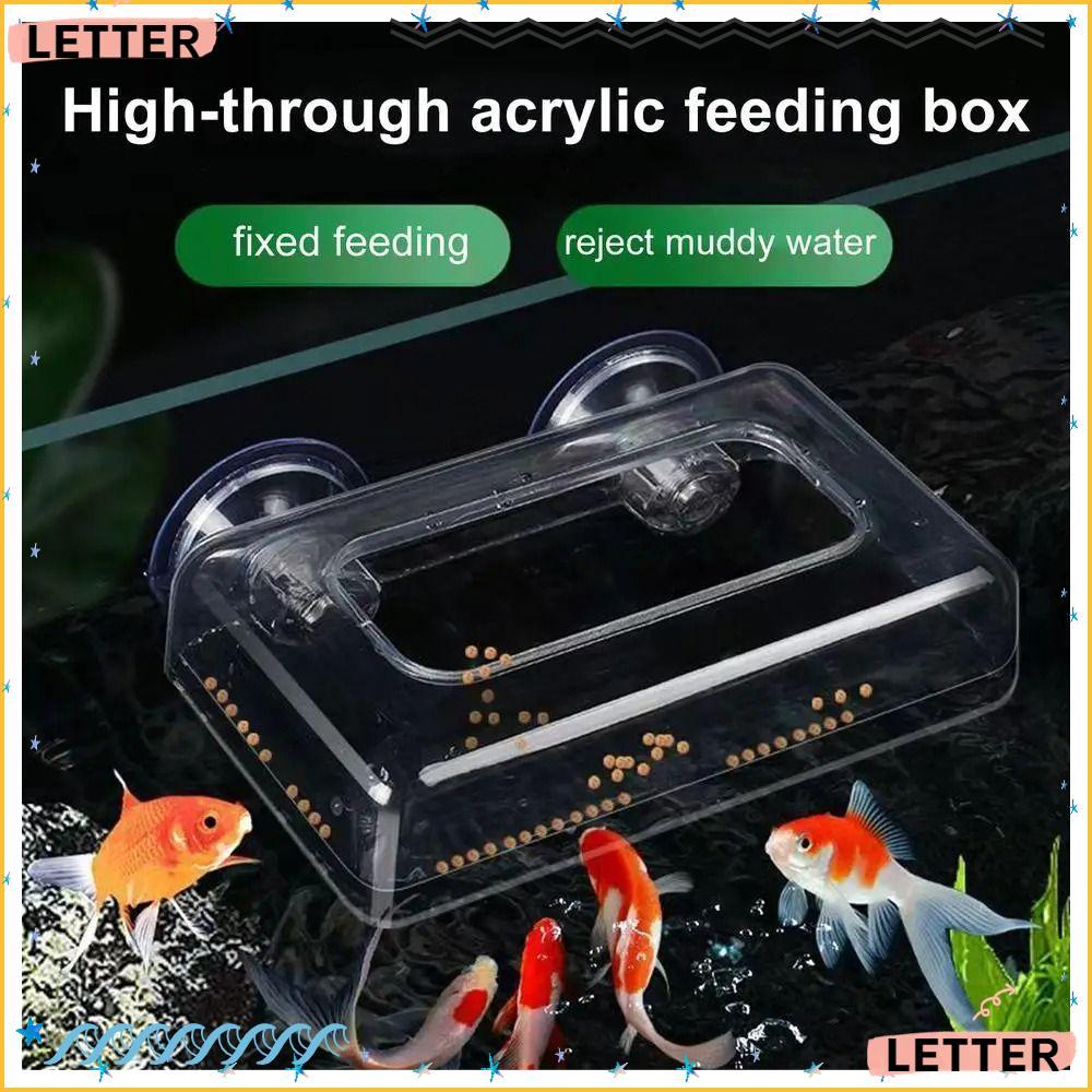 Anel Dos Alimentadores De Peixes Do Aquário Da Letra , Distribuidor Acrílico Alimento Tanque Ventosa , Fixo
