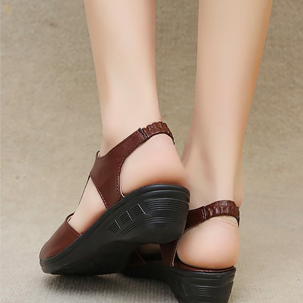Sandália Feminina De Cunha Baixa , Sapatos Peep-toe Com Zíper Frontal , Borracha Antiderrapante Para Roupa De Festa , Us
