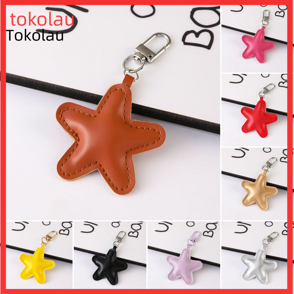 Soft Star Keychain Imitation Leather Star-shaped Cotton Pendant with Metal Buckle – Cute Bag Hanging Ornament for Car