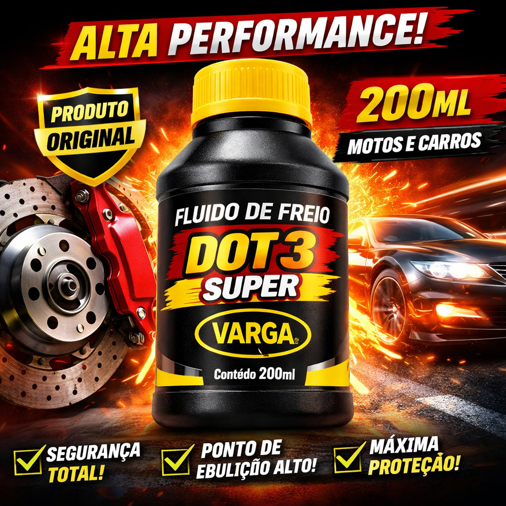 Fluido de Freio DOT 3 Super Varga 200ml Original Alta Performance
