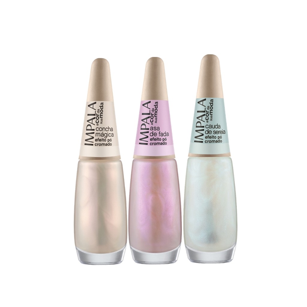 Kit 3 Esmaltes Coleção A Cor Da Sua Moda 7 Pó Cromado Impala