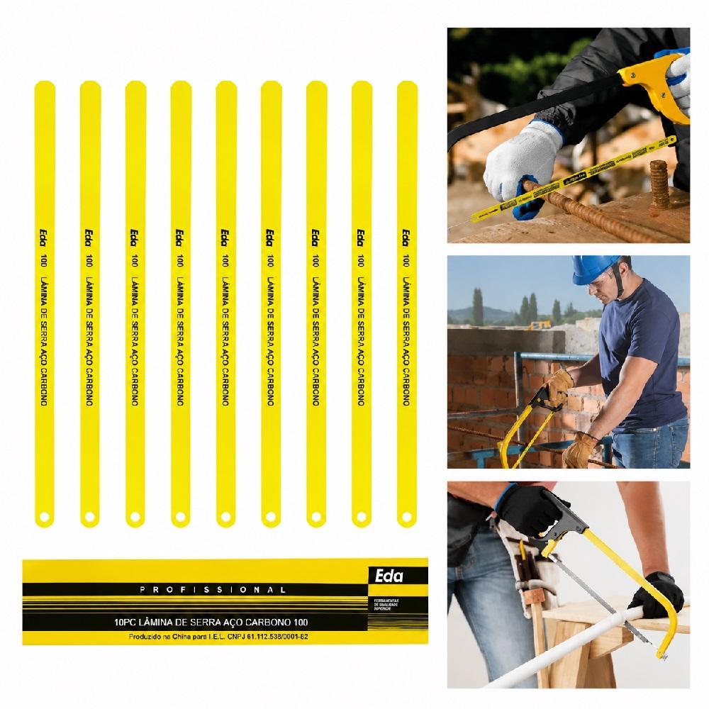 KIT 100 LAMINA ARCO SERRA BIMETAL 30CM EM ACO 12 POLEGADAS CAIXA SERRINHA 24 DENTES 300MM SERRALHERIA ARTESANATO CORTE