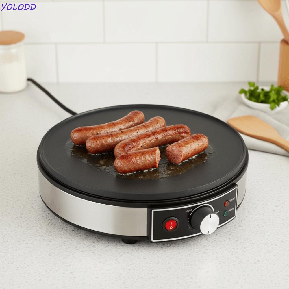Máquina De Crepe Elétrica YOLODD , Panqueca Redonda Com Temperatura Ajustável | Assadeira De Alumínio De Tamanho Grande