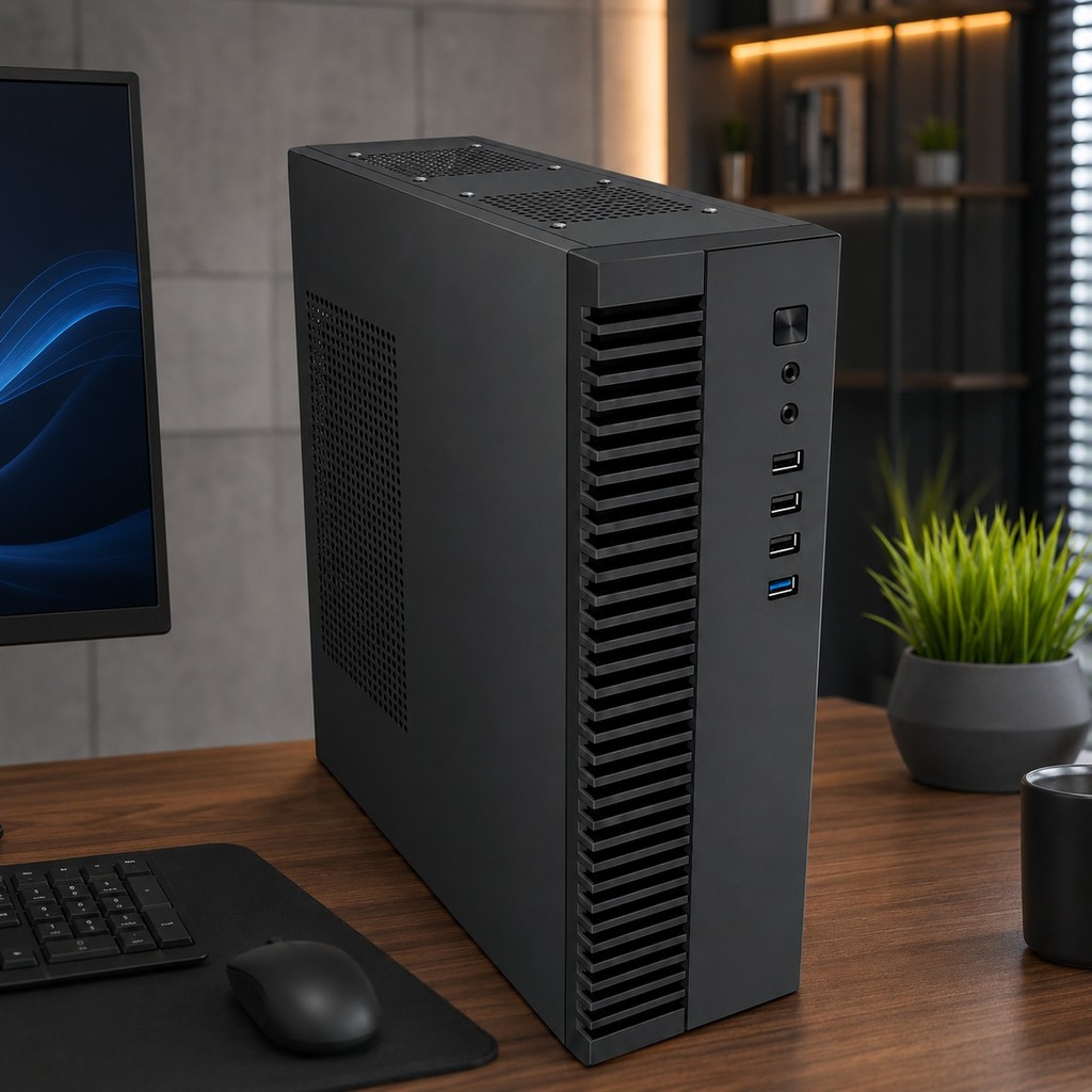 Gabinete Mini Tower Slim M-ATX ITX Fonte TFX 200W Placa Baixo Perfil AGP-M240