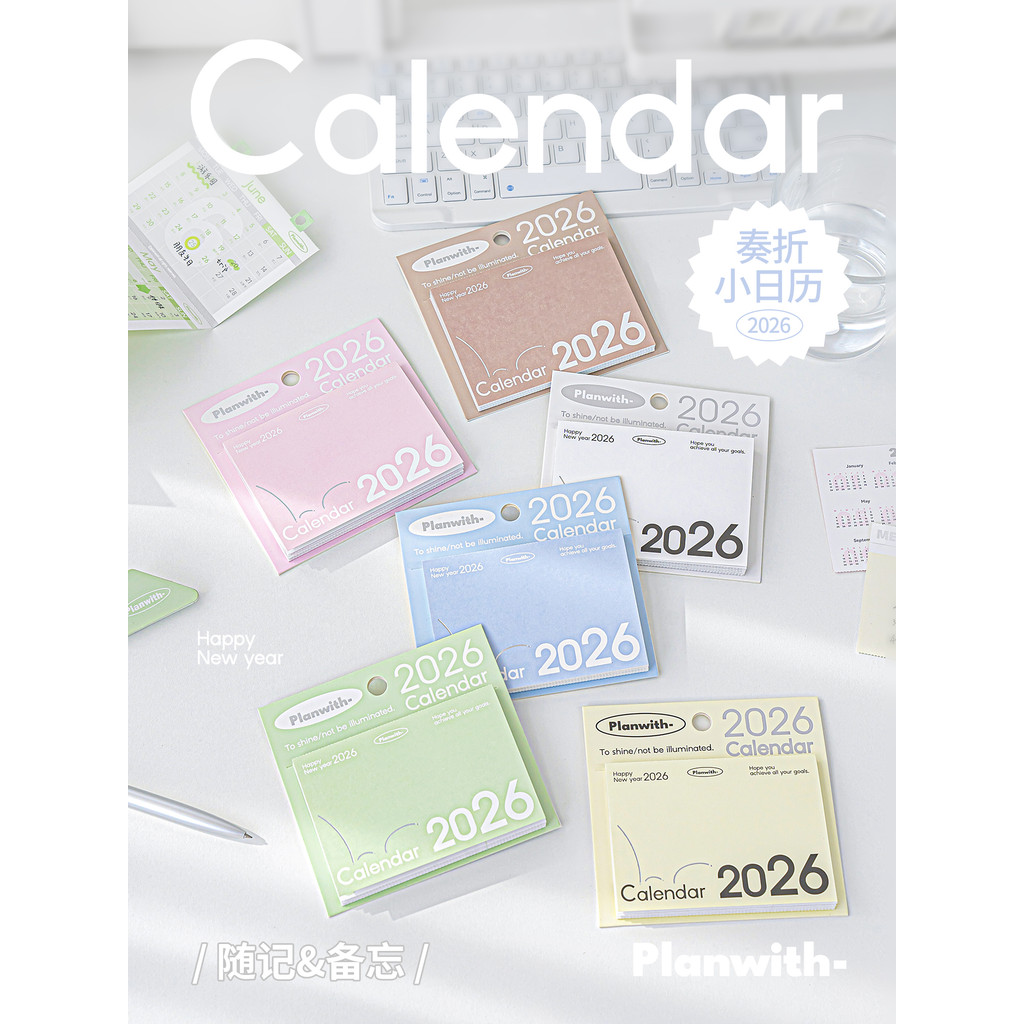 Planwith2026 Calendário Novo Estilo Relógio Cartão Bloco de Notas Decoração de Mesa m5 Tearable Pequeno Calendário Mini