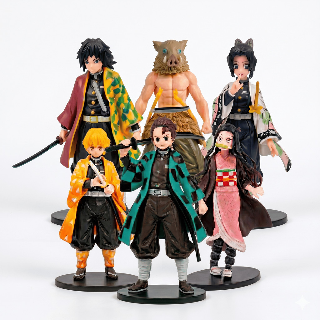 Demon Slayer Action Figure - Coleção Tanjiro Nezuko Inosuke Zenitsu Giyu Shinobu