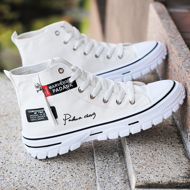 Primavera novo estilo sapatos de lona de alta qualidade All-Match versão coreana sapatos da moda tênis de cano médio sap