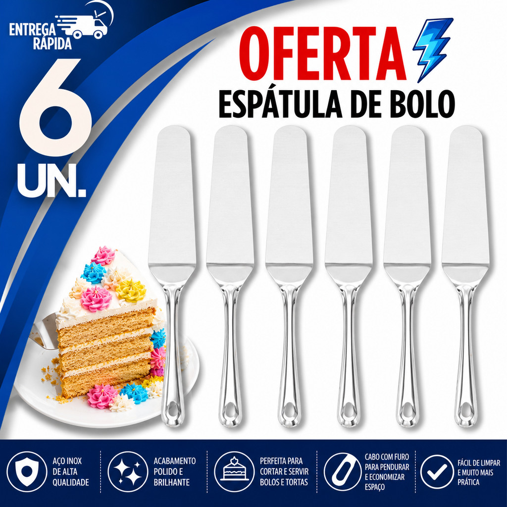 ESPÁTULA PEGADOR DE TORTA E BOLO INOX PROFISSIONAL SERVIR SOBREMESAS COZINHA UTILIDADES