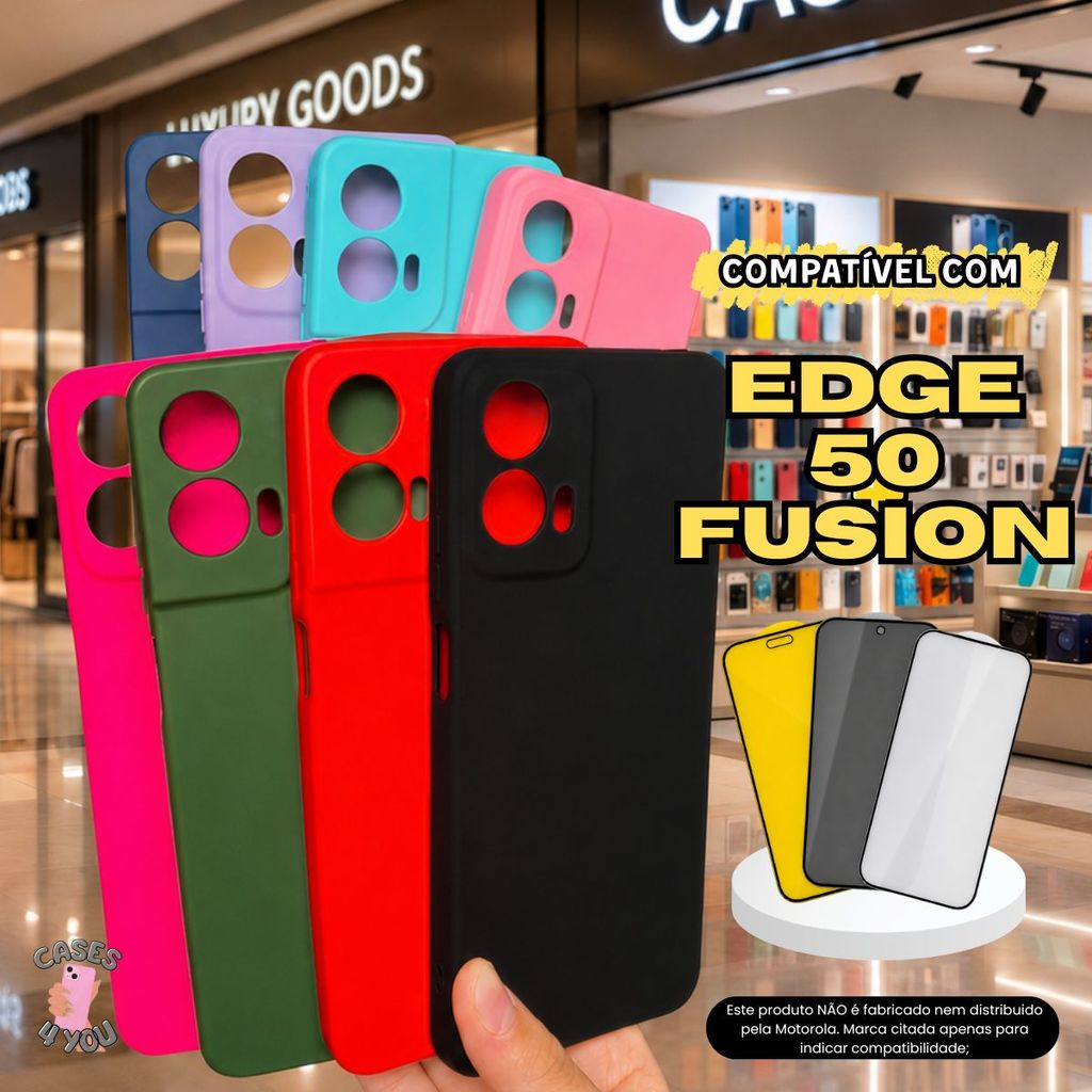 Capa Capinha Compatível Com Moto Edge 50 Fusion + Película Curvada Cerâmica Privacidade
