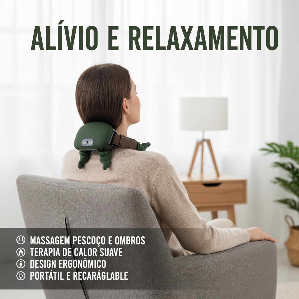 Massageador Elétrico Portátil Alívio P/ Pescoço 3 Intensidades + Aquecimento Infravermelho - COMERCIAL