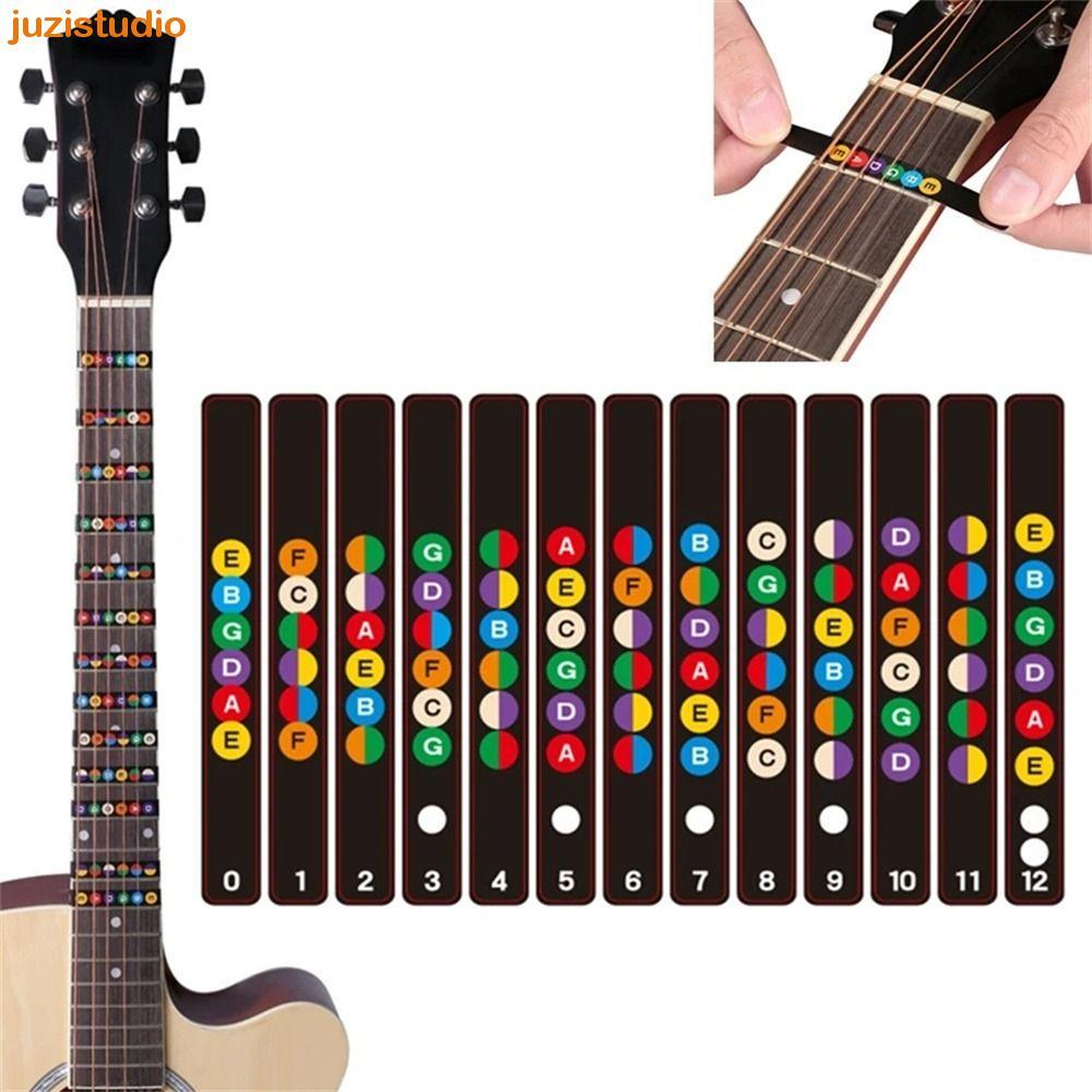 JUZISTUDIO Guitarra Nota Adesivo Trastes Decalque Escala Musical Elétrica Iniciante Acorde Adesivos
