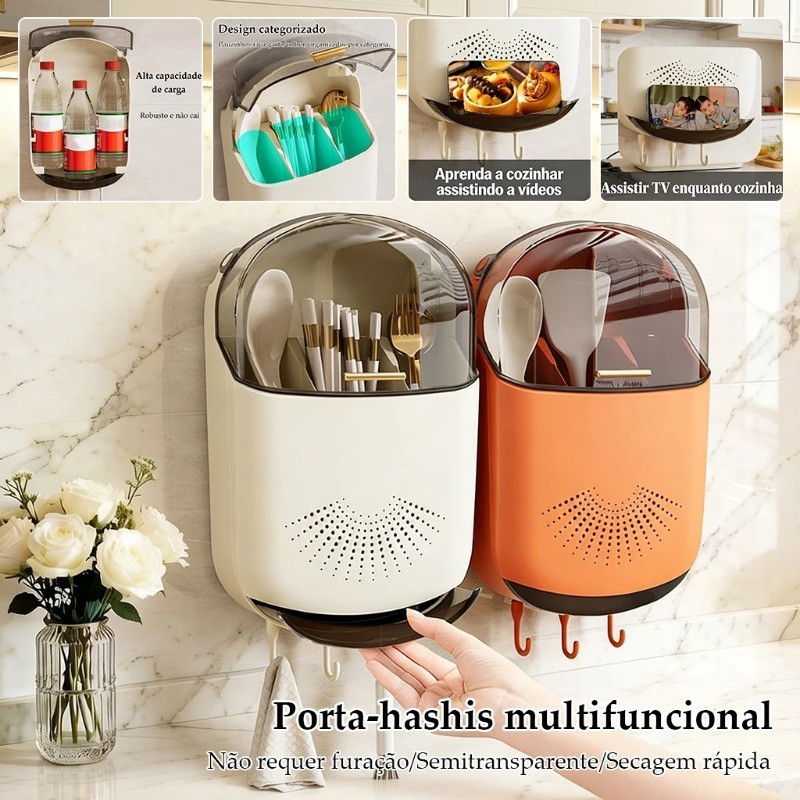 Porta-Organizador De Talheres , Utensílios De Cozinha , Modelo Montado Na Parede , Escorredor Dobrável .