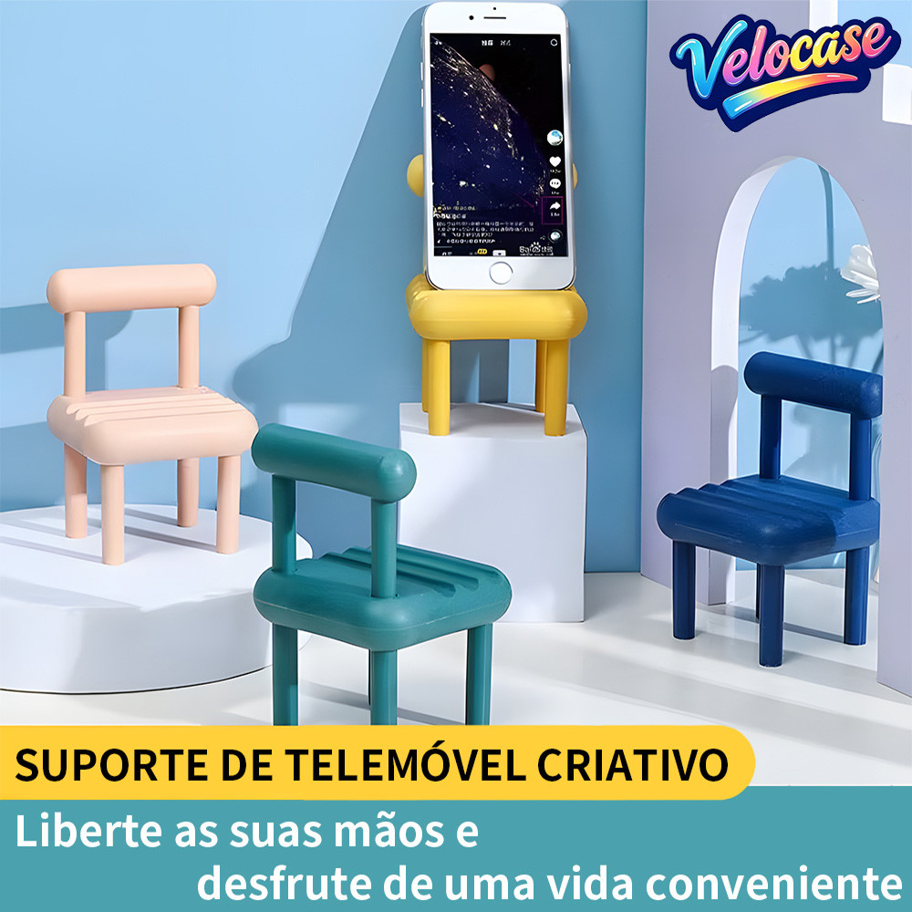 Suporte de Celular em Forma de Cadeirinha Fofo Multicolorido Resistente e Universal para Celulares e Tablets ZJ004
