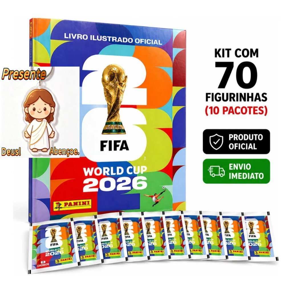 Álbum Oficial da Copa do Mundo 2026 em Capa Mole + 70 Figuras Oficiais - Complete o seu Álbum Fifa 2026 (Chave incluída)