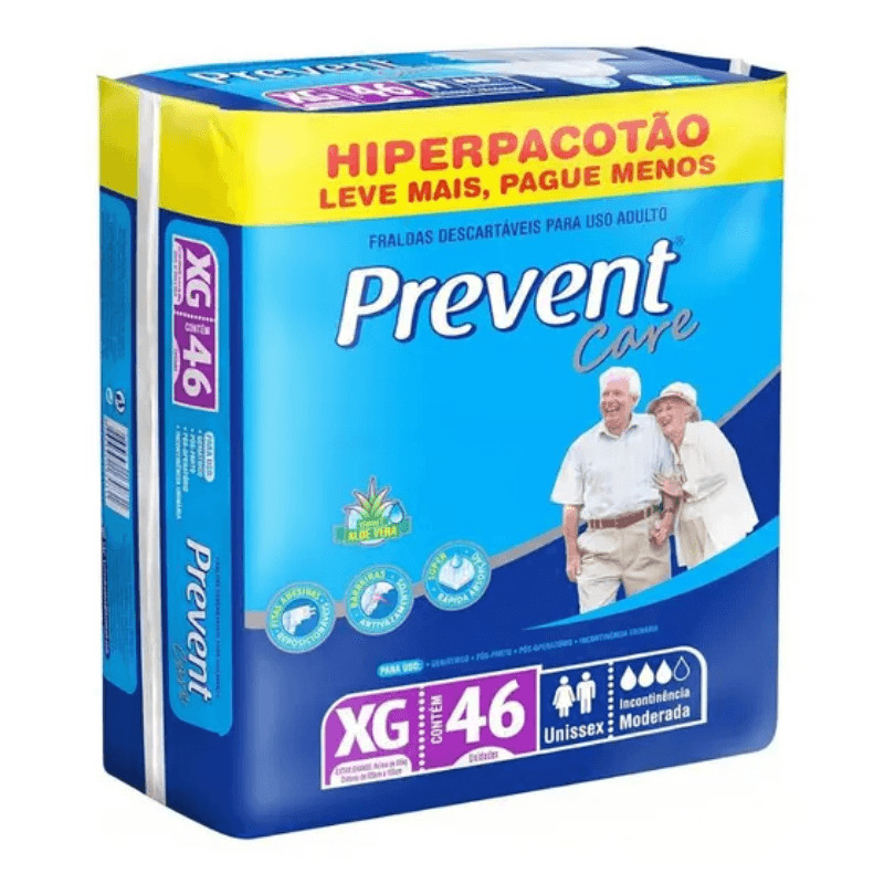 Fralda Geriátrica Prevent Hiper XG com 46 Unidades