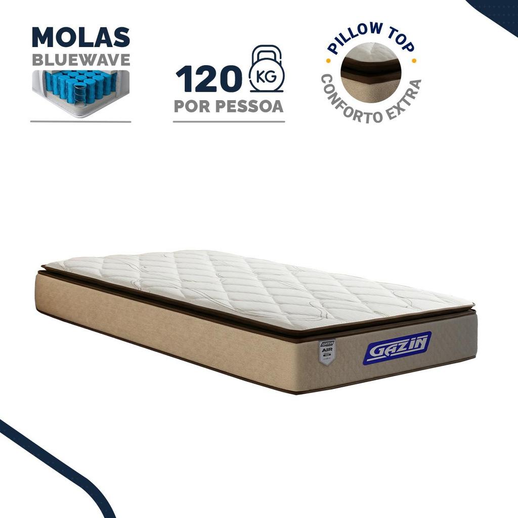 Colchão Gazin de Molas Ensacadas Pillow Top Air Pro Solteiro 88cm