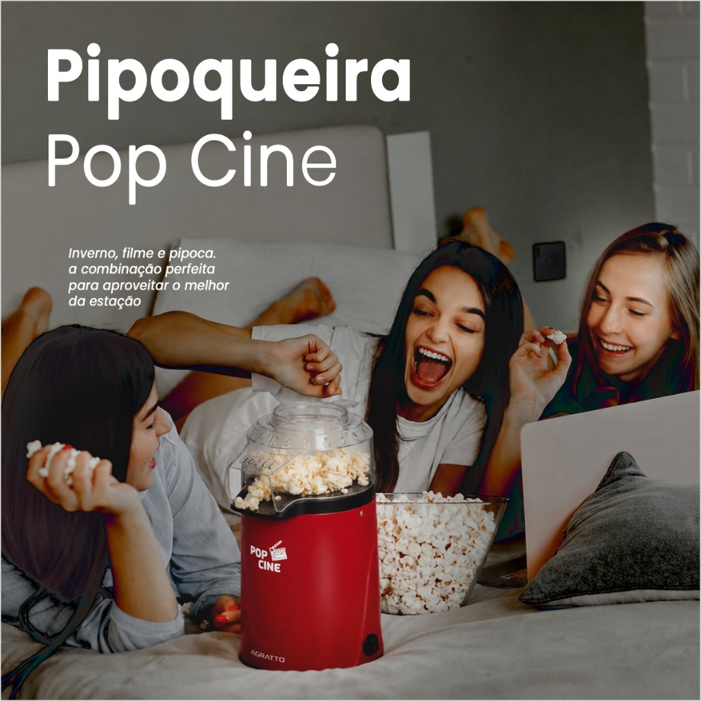 Maquina de Pipoca Pipoqueira Elétrica 1200w Pop Cine Pipoqueira 127v Pipoqueira Sem Óleo Agrat · foto 2