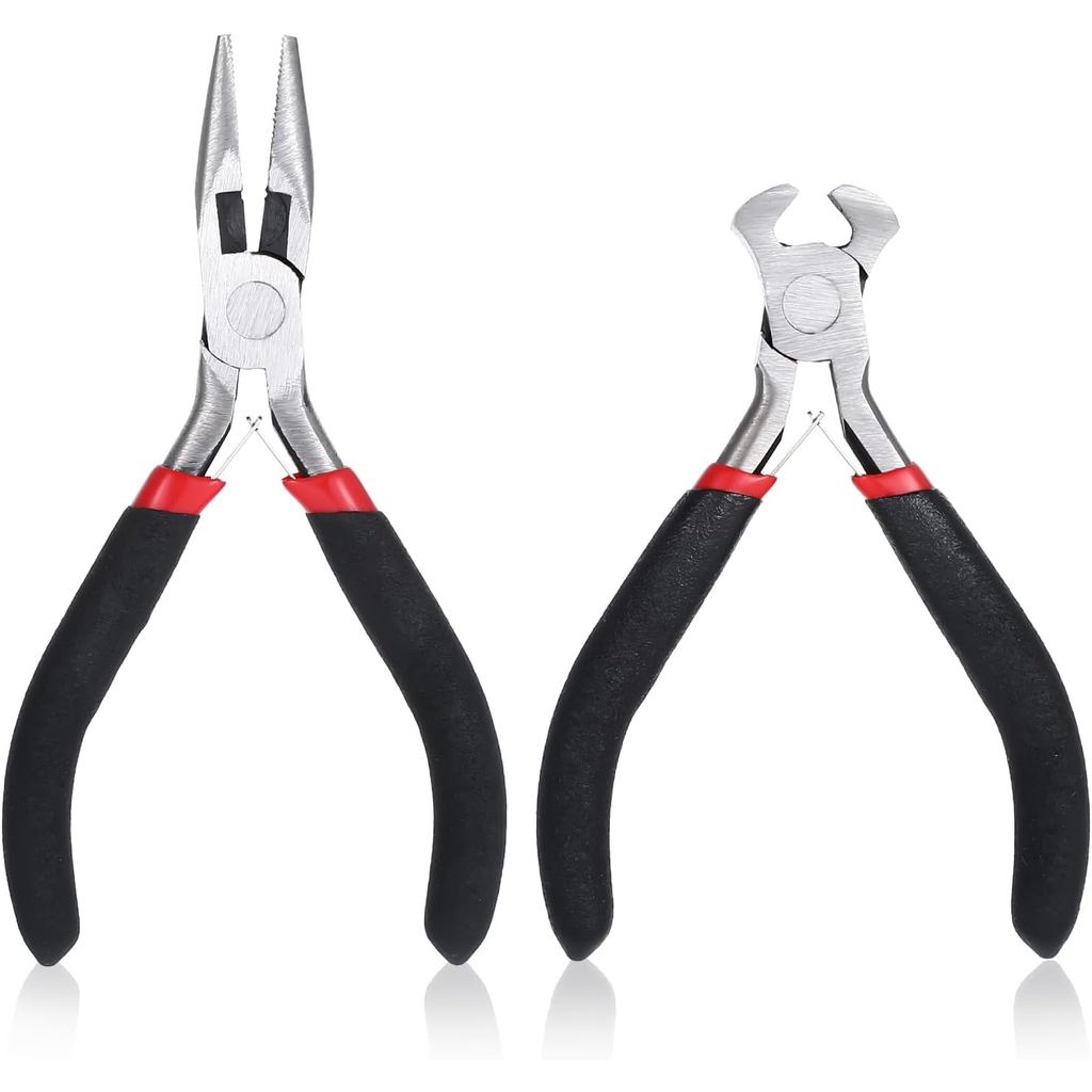 Kit de Reparação de Zíperes 2 Peças - Mini Alicate de Bico Fino, Alicate de Bico Longo para Artesanato, Alicate para Rep
