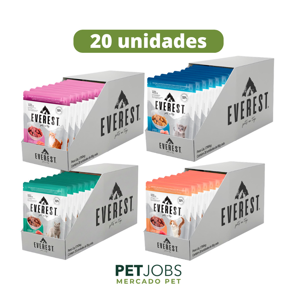 Sachê de Ração Úmida Gatos Adultos Super Premium Everest 85gr Caixa com 20 unidades