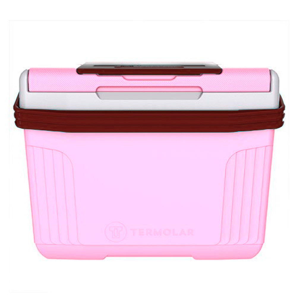 Caixa Cooler Térmico Pequeno 8 Litros Rosa Cabe Ate 12 Latas Com Porta Copo Termolar