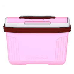Caixa Cooler Térmico Pequeno 8 Litros Rosa Cabe Ate 12 Latas Com Porta Copo Termolar