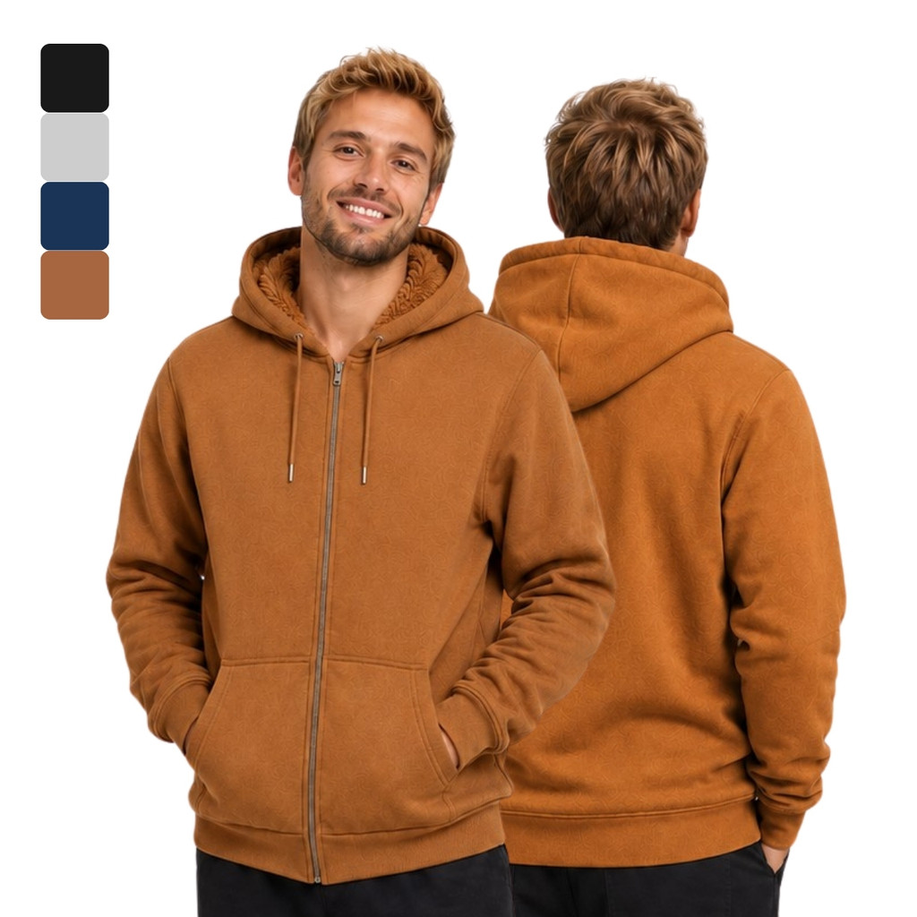 Moletom Peluciado Masculino Com Capuz Casaco De Frio Premium