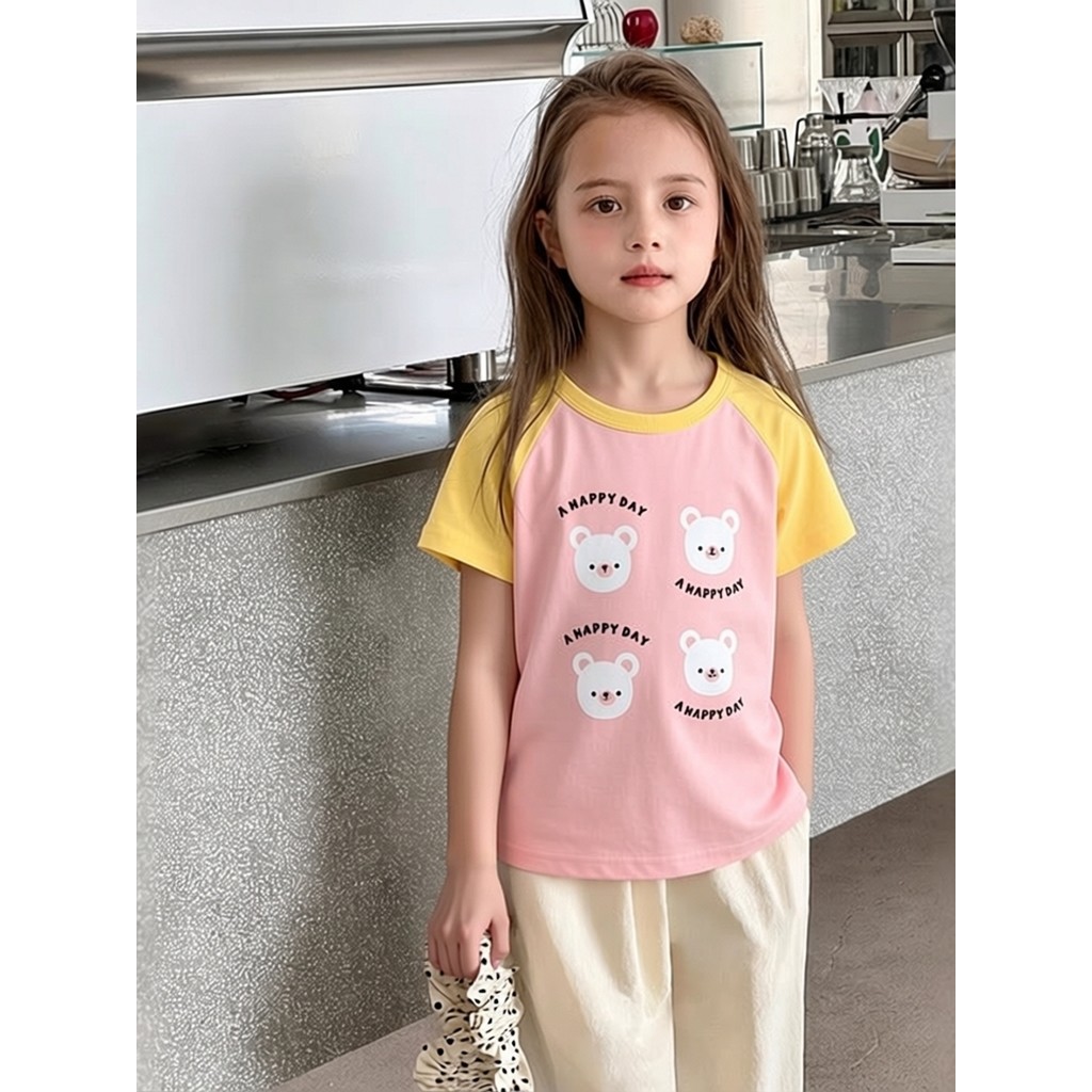 Marca comércio exterior roupas infantis versão coreana 2026 verão novo estilo crianças dos desenhos animados camiseta de