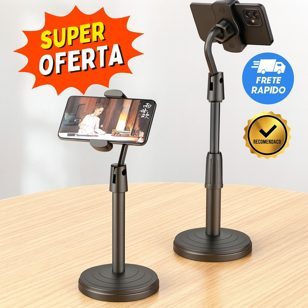Suporte Tripé de Mesa Ajustável 360° Suporte Pedestal Ideal para Gravação de Vídeos e Lives