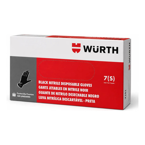 10 Luvas Nitrílicas Descartáveis 5 Pares Preta 7(s) Wurth