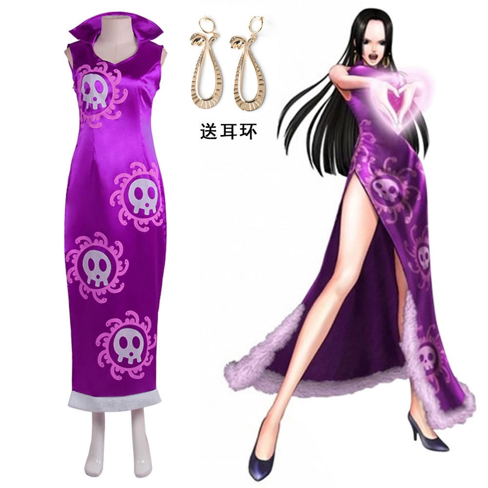 Fantasia de Cosplay da Boa Hancock de One Piece, Traje Cheongsam Exibido na Exposição de Fantasias FIIM