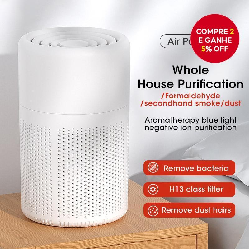 Novo Purificador de Ar de Mesa Mini com Filtro HEPA, Ar Purificado com Fragrância e Purificador de Íons Negativos.
