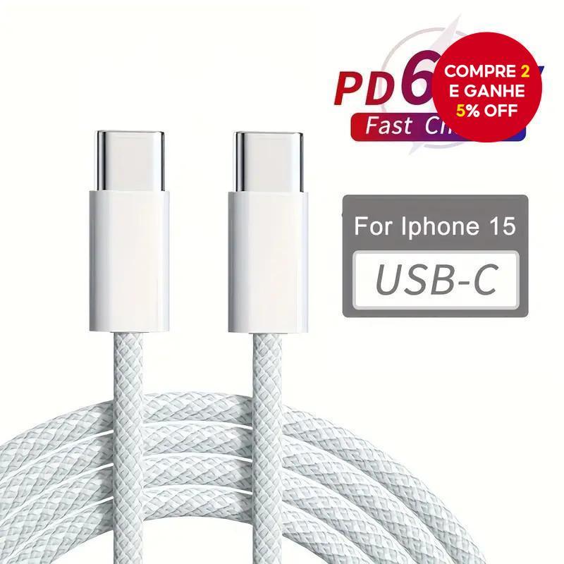 Cabo USBC 60w Tipo C para Macbook Pro Air IPhone 15 Pro Max Samsung 5A USB PD 3.