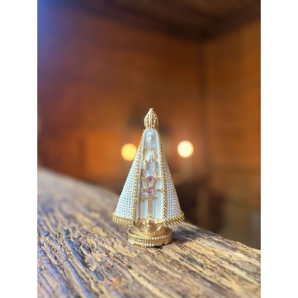 Nossa Senhora Aparecida Pérola 15cm Branca Lembracinha Para Batizado e Casamento