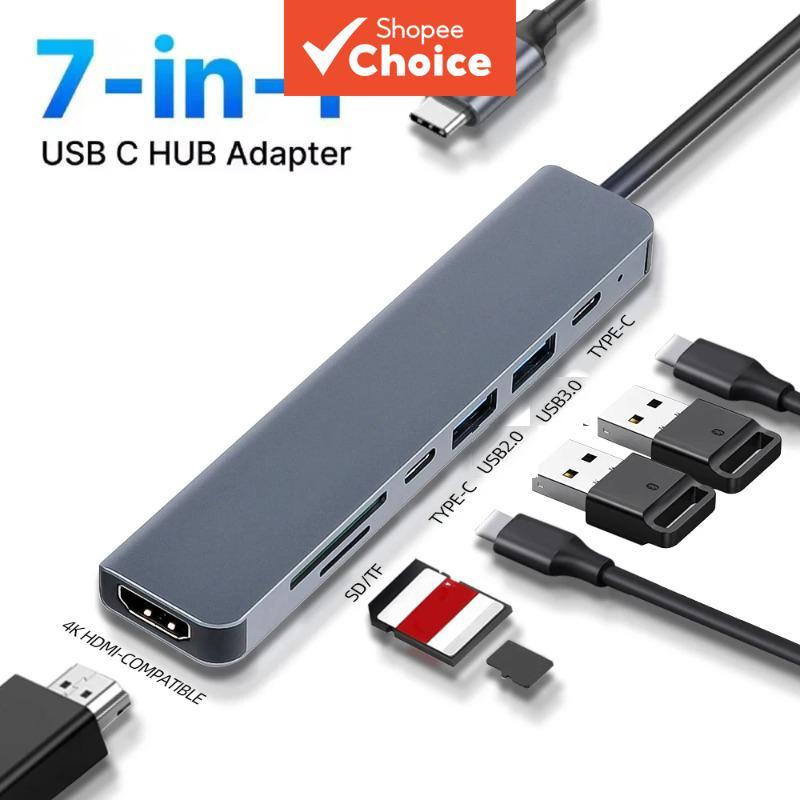 Adaptador USB Tipo-C para HDMI compatível com 4K, Hub USB-C PD com slot para leitor de cartão SD/TF