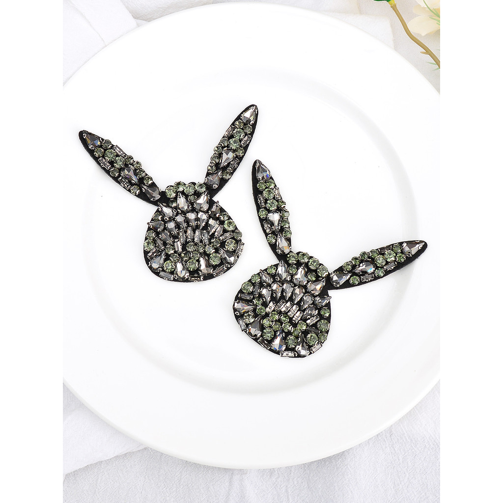 Feito à mão frisado strass coelho pano adesivo tamanho grande moda Animal jaqueta acessórios de roupas DIY acessórios re