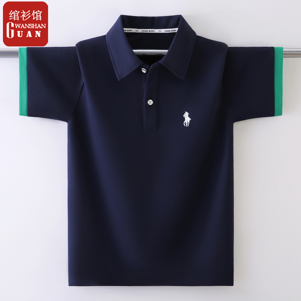 Meninos de manga curta camiseta meninos verão médio grande crianças algodão esportes polo camisas infantis novos topos m