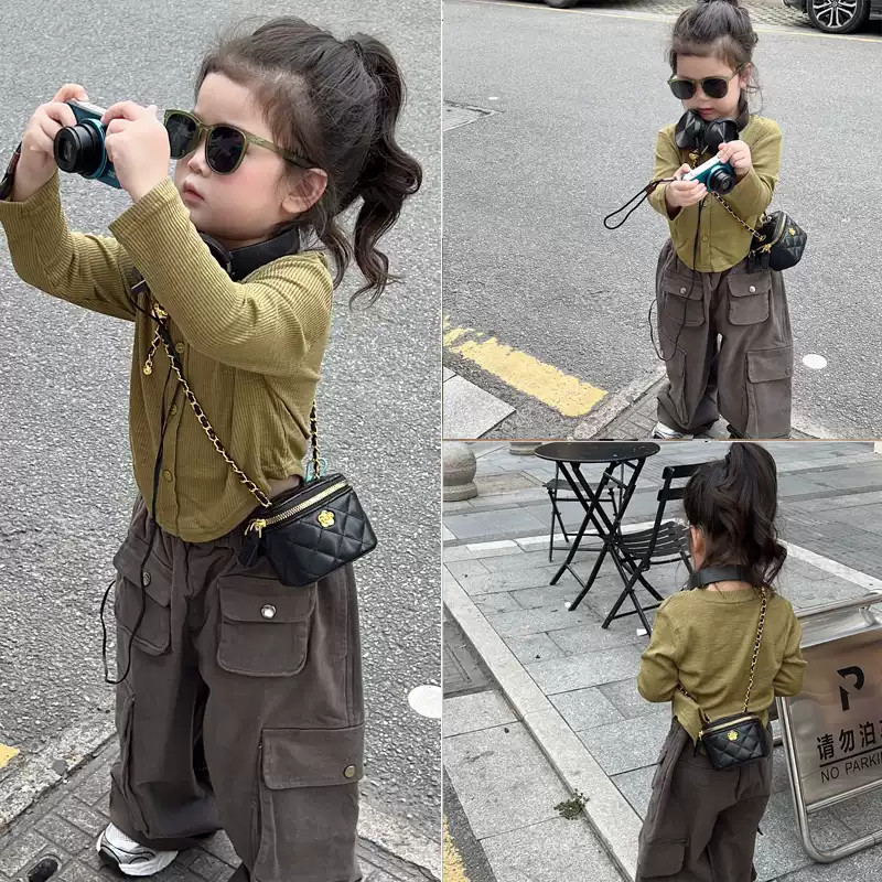 Novo estilo bebê menina pequena caixa bolsa de ombro moda na moda menina diamante corrente menina Outing acessórios saco