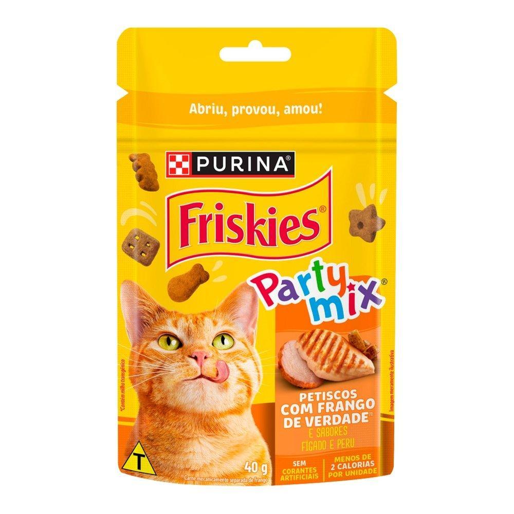 Ração Friskies para Gatos Adultos Frango/Fígado/Peru Party Mix 40g - Embalagem com 15 Unidades