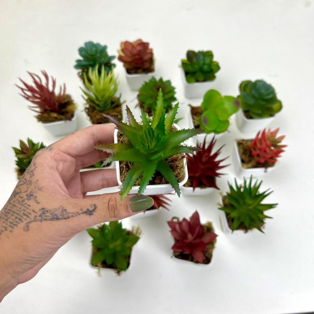 Planta Artificial Arranjo Suculenta Sortida c/ Vaso Decoração Festa Casamento - ARRJ MINI SUCULENTA