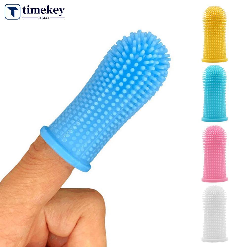 TIMEKEY 1Pc Silicone Macio Cão De Estimação Dedo Escova De Dentes Limpeza Mau Hálito Cuidados Não Tóxico Ferramenta Limp