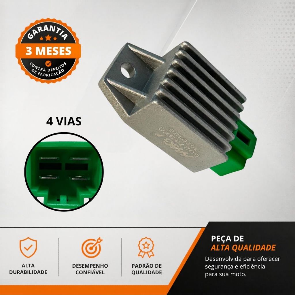 Regulador Retificador 4 Vias Para Cg 150 Titan 150 Es/Esd/Ks 2004 A 2008 Magnetron 90271370 — imagem 2 de 2